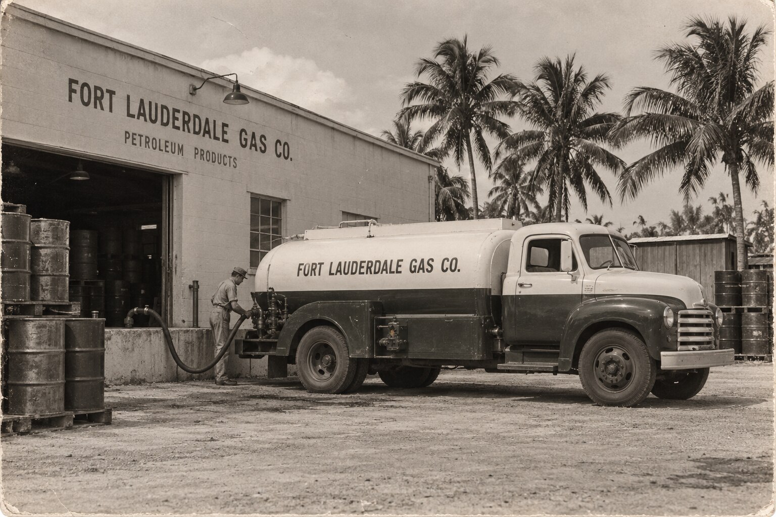 A Fort Lauderdale Gas Co. delivery truck at the original distribution yard